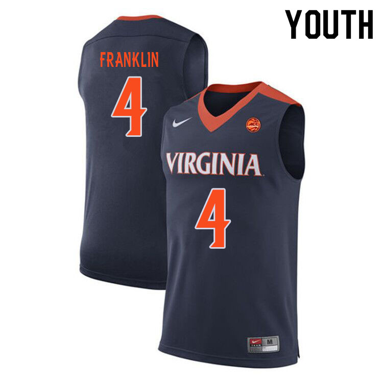 Youth #4 Armaan FranklinVirginia Cavaliers College Basketball Jerseys Sale-Navy